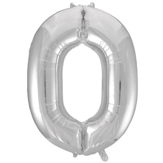Giant Silver Number Foil Balloon - 0