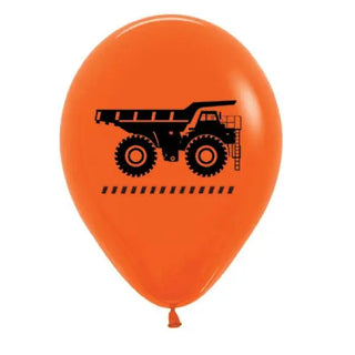 Orange Construction Truck Balloons - Pack of 6