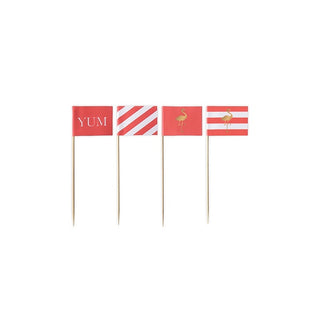 Flamingo Stripe Food Flags - 50 Pkt