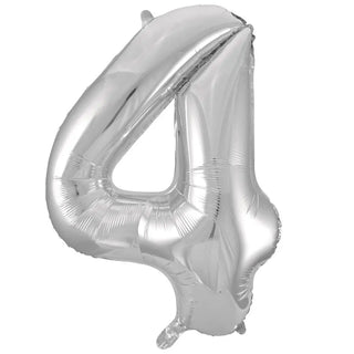 Giant Silver Number Foil Balloon - 4