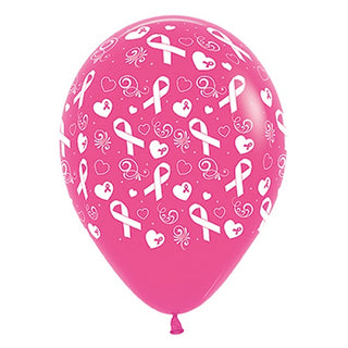 Fuchsia Pink Ribbon Balloons | Pink Ribbon Breakfast Supplies NZ