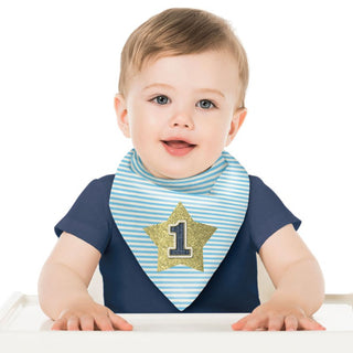 Blue Star 1st Birthday Bib