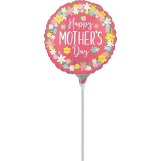Happy Mothers Day Floral Wreath Balloon & Stick