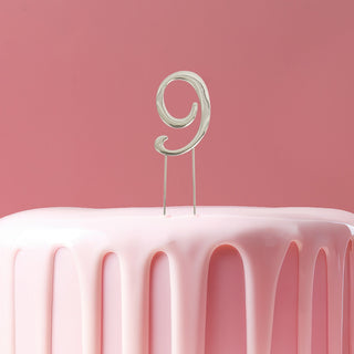 Silver Number 9 Cake Topper