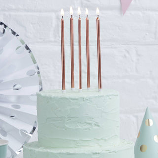 Rose Gold Taper Candles | Rose Gold Cake Decorations NZ