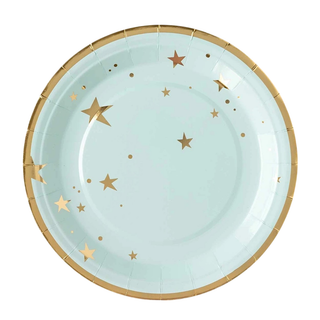 My Mind's Eye Baby Blue & Gold Plates - Dinner 12 Pkt