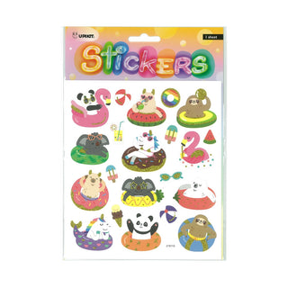 Animals in Floating Donuts Stickers | Animal Party Supplies NZ