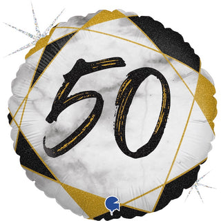 Black & Gold Marble 50 Foil Balloon