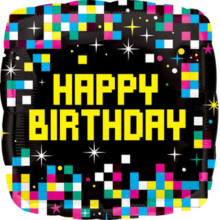 Happy Birthday Pixels Foil Balloon