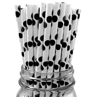 Black Spot Paper Straws - 25 Pkt