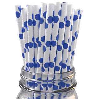 Blue Spot Paper Straws - 25 Pkt