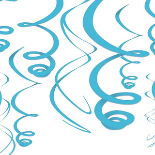 Blue Hanging Swirl Decorations - 12 Pkt