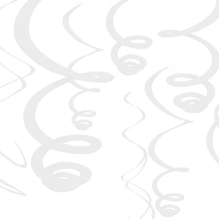 White Hanging Swirl Decorations - 12 Pkt