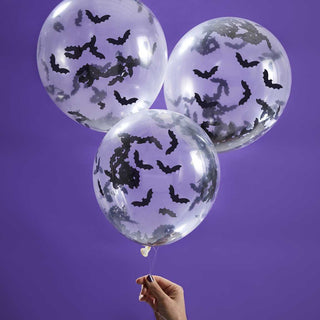 Ginger Ray Halloween Bat Confetti Balloons - 5 Pkt