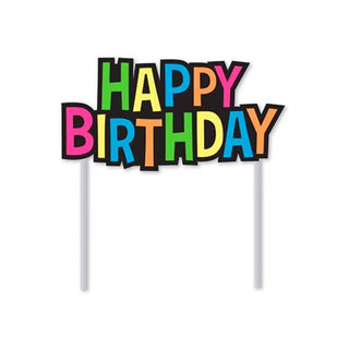 Neon Happy Birthday Cake Topper | Neon Party Supplies NZ