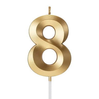 Metallic Gold Number 8 Candle | Gold Cake Decorations NZ