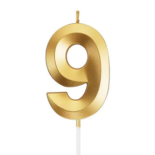 Metallic Gold Number 9 Candle | Gold Cake Decorations NZ
