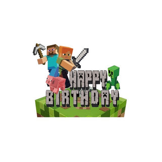 Minecraft Happy Birthday Cake Topper
