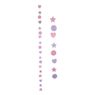 Pastel Pink & Lilac Heart, Star & Circle Garland