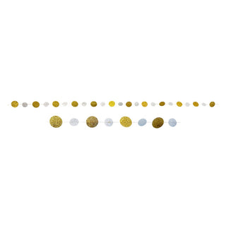 Gold & Silver Glitter Dot Garland | Gold & Silver Party Supplies NZ