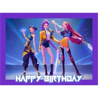 Kpop Demon Hunters Huntrix Girls Edible Icing Cake Image - A4 Rectangle