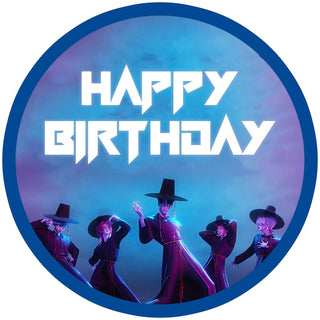 Kpop Demon Hunters Saja Boys Blue Edible Icing Cake Image