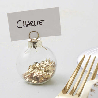 Christmas Place Card Holders | Gold Star Place Card Holders | Bauble Shaped Place Card Holders