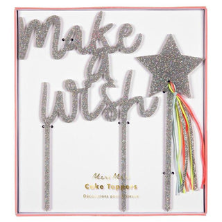 Make a Wish Cake Topper | Meri Meri Party | Silver Cake Topper | NZ Party Supplies |