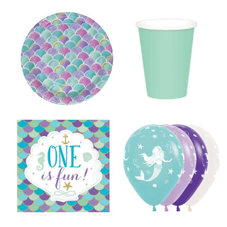 Mermaid 1st Birthday Party Pack for 8