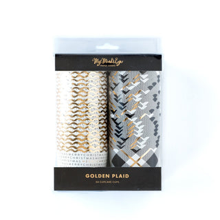 My Mind's Eye Golden Plaid Christmas Baking Cups | Xmas Cupcake Papers NZ
