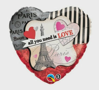 Paris Love Heart Foil Balloon | Valentines Foil Balloons | Valentines Gifts