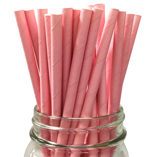 Solid Pale Pink Paper Straws - 25 Pkt