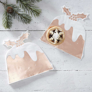 Ginger Ray Rose Gold Christmas Pudding Shaped Napkins | Christmas Napkins NZ