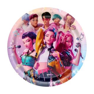 Pink KPop Demon Hunters Plates - Dinner 10 Pkt - DAMAGED