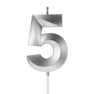 Metallic Silver Number 5 Candle | Silver Cake Decorations NZ
