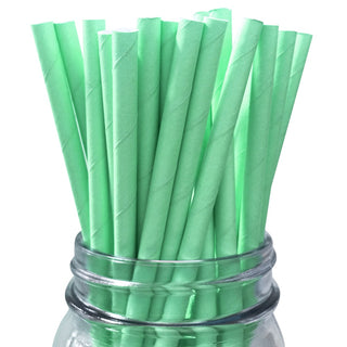 Solid Mint Green Paper Straws - 25 Pkt