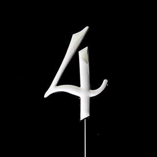 Silver Number 4 Cake Topper