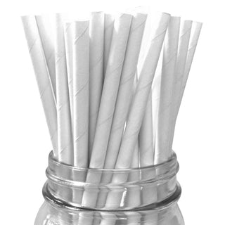 Solid White Paper Straws - 25 Pkt