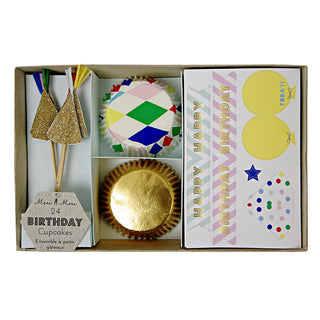 Meri Meri Patterned Birthday Sticker Cupcake Kit