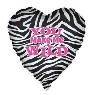 You Make Me Wild Zebra Love Heart Foil Balloon | Valentines Foil Balloons | Valentines Gifts
