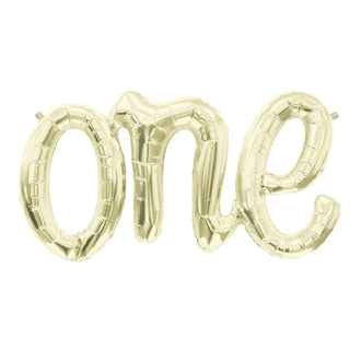 White Gold One Foil Balloon Banner