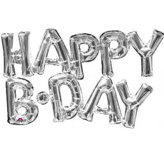 Silver Happy Bday Foil Balloon Banner Phrase