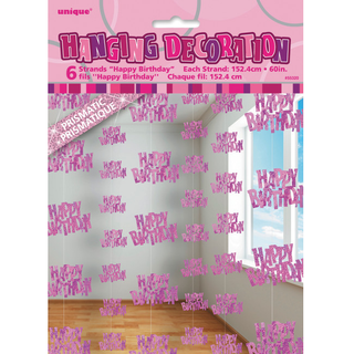 Pink Happy Birthday Hanging Decorations