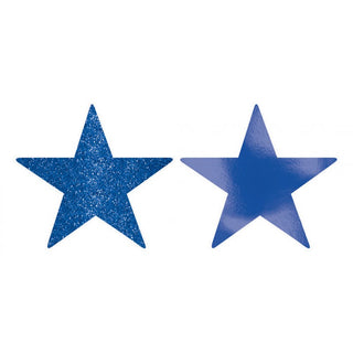 Royal Blue  Solid Star Foil & Glitter Cutouts - 5 Pkt