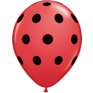 Red & Black Ladybug Polka Dot Balloons - 6 Pkt