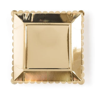 Gold Scalloped Squared Plates - Dinner 12 Pkt