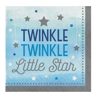One Little Star Blue Napkins - Lunch 16 Pkt
