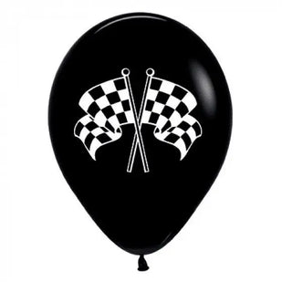 Black & White Racing Flags Balloons - Pack of 6