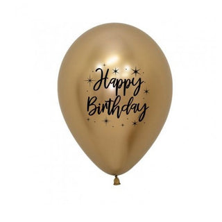 Sempertex | Happy Birthday Radiant Reflex Gold Balloon - 6 Pkt | Gold Happy Birthday Balloons NZ