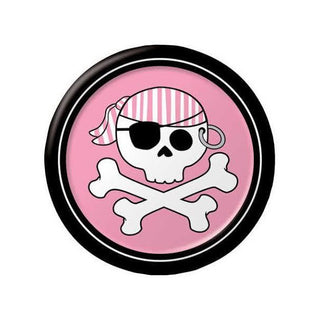Pink Pirate Party Plates - Lunch 8 Pkt